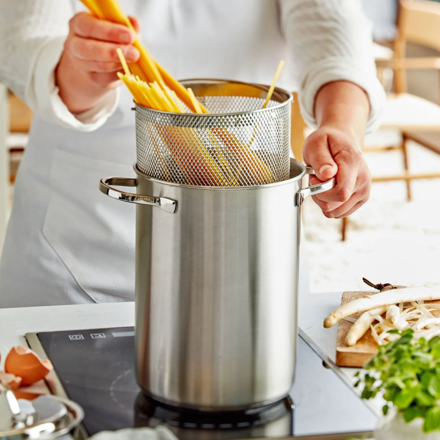 4.8 qt Asparagus/Pasta Cooker Set, 18/10 Stainless Steel