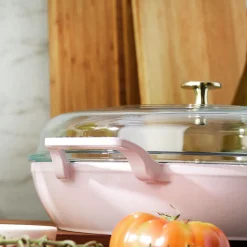 3.5 qt, Braiser With Glass Lid, Pink Peony