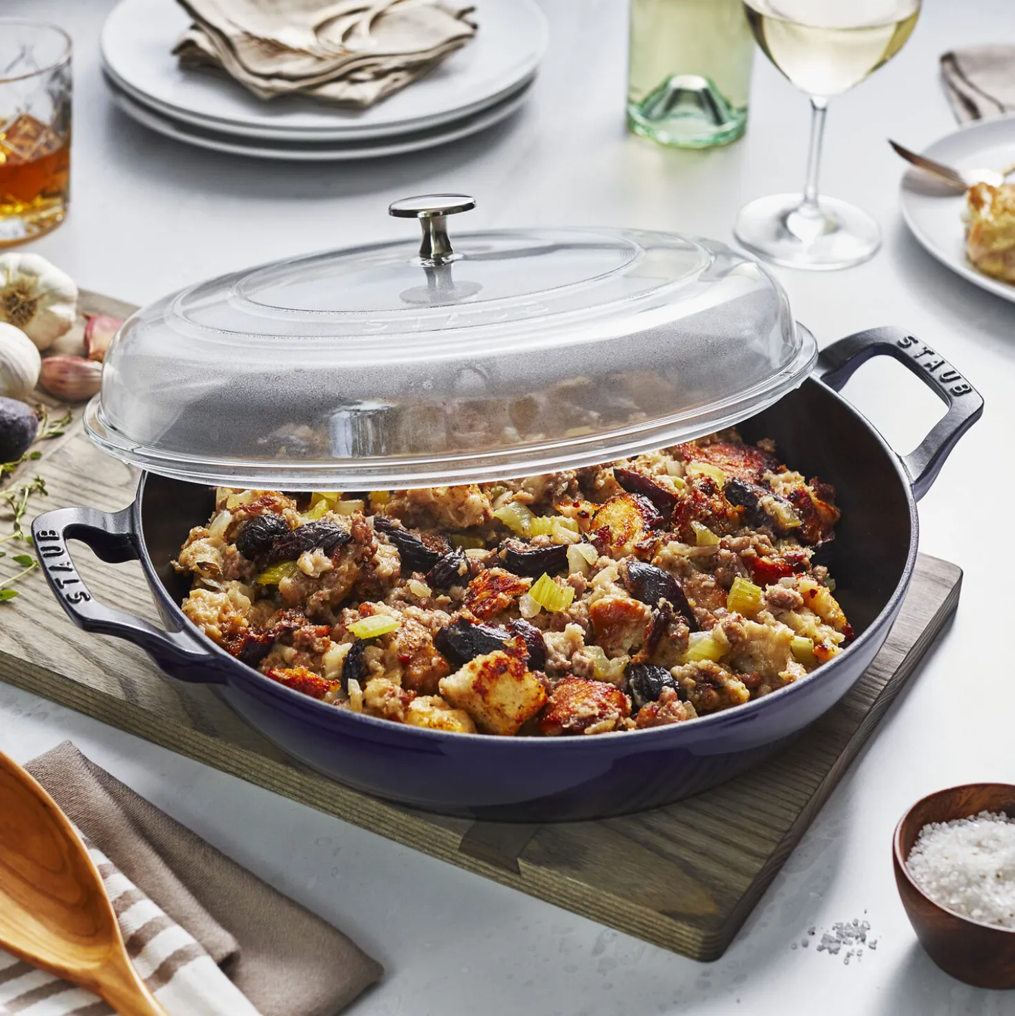 3.5 qt, Braiser With Glass Lid, Dark Blue