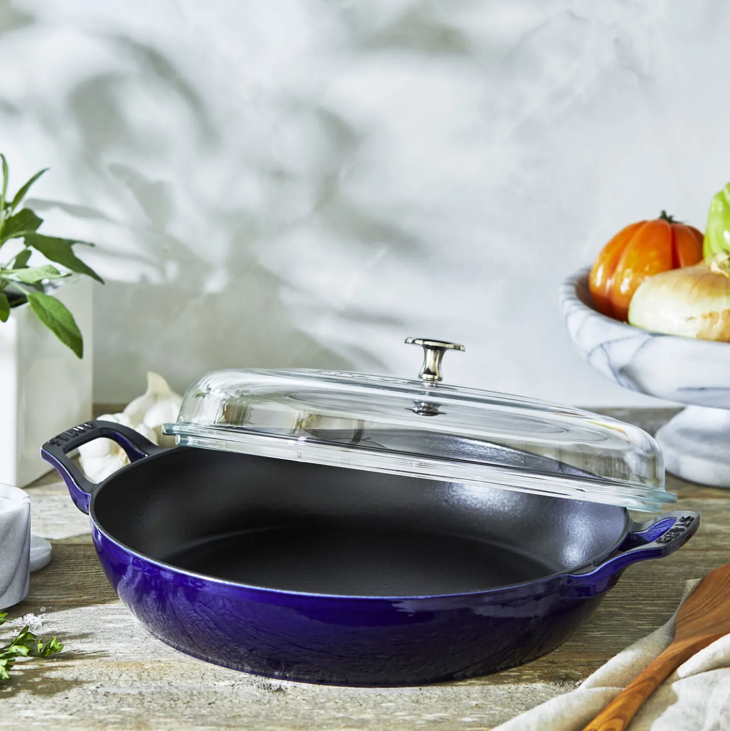 3.5 qt, Braiser With Glass Lid, Dark Blue