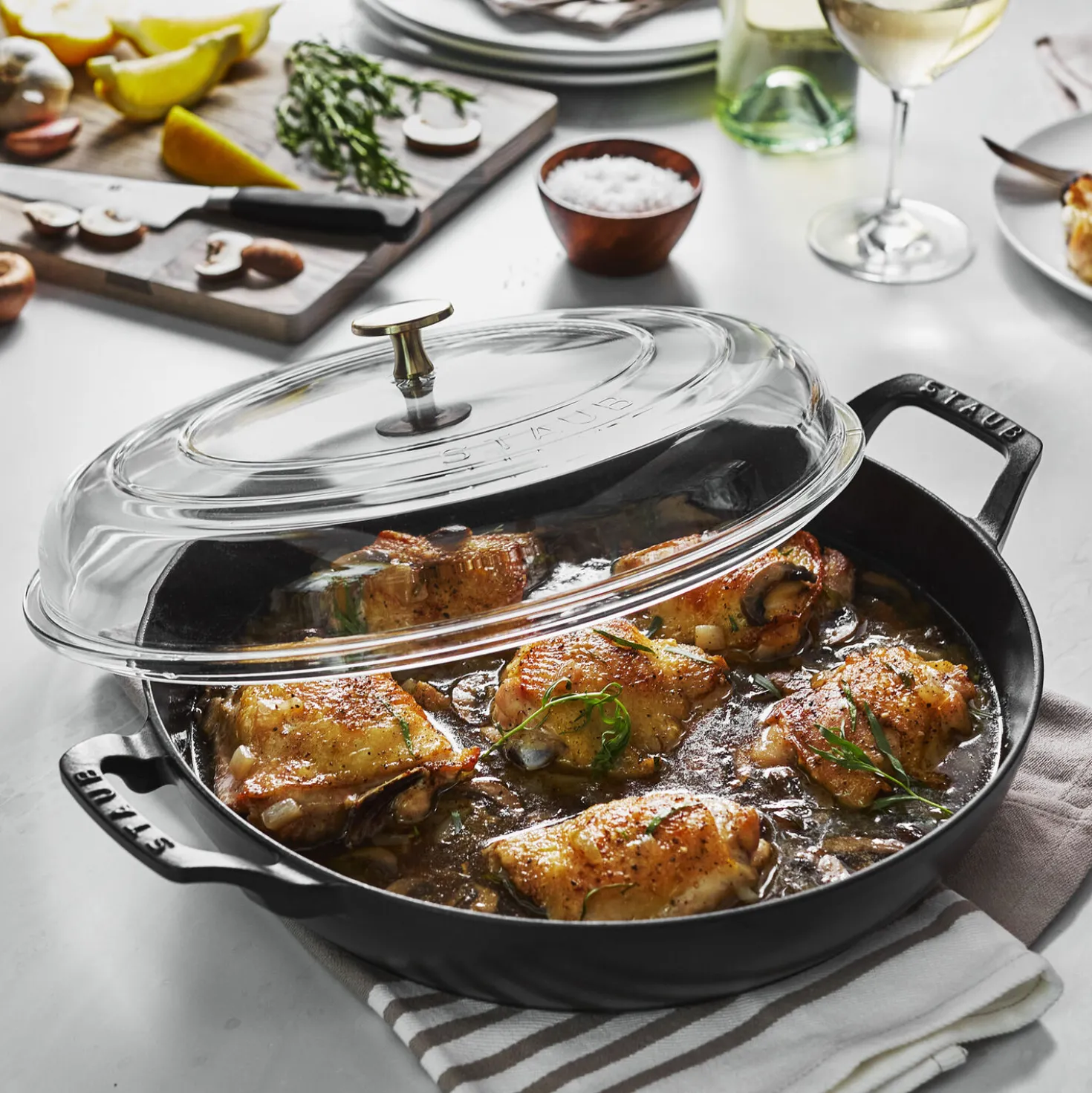 3.5 qt, Braiser With Glass Lid, Black Matte