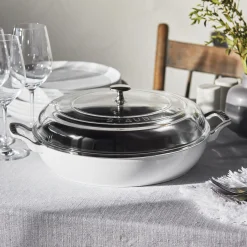 3.5 qt, Braiser With Glass Lid, Pure-white