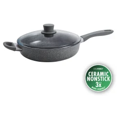 3.9 qt Ceramic Nonstick Saut&eacute; Pan With Lid And Helper Handle, Aluminum