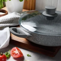 3.9 qt Ceramic Nonstick Saut&eacute; Pan With Lid And Helper Handle, Aluminum