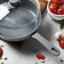 3.9 qt Ceramic Nonstick Saut&eacute; Pan With Lid And Helper Handle, Aluminum