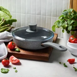 2.6 qt Ceramic Nonstick Saut&eacute; Pan With Lid, Aluminum