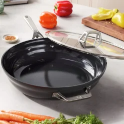 5 qt Hard Anodized Ceramic Nonstick Deep Fryer, Aluminum