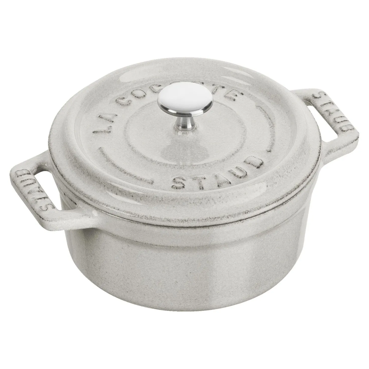 0.275 qt, Mini Round Dutch Oven, white truffle