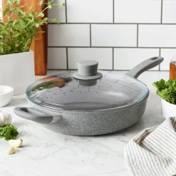 3.9 qt Nonstick Saut&eacute; Pan With Lid And Helper Handle, Aluminum