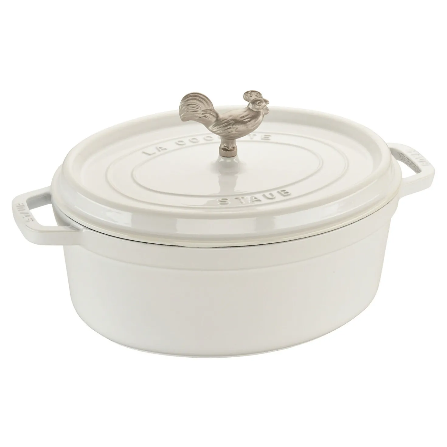 5.75 qt, Oval, Coq Au Vin Dutch Oven, Pure-white