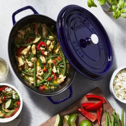 5.75 qt, Oval, Dutch Oven, Dark Blue
