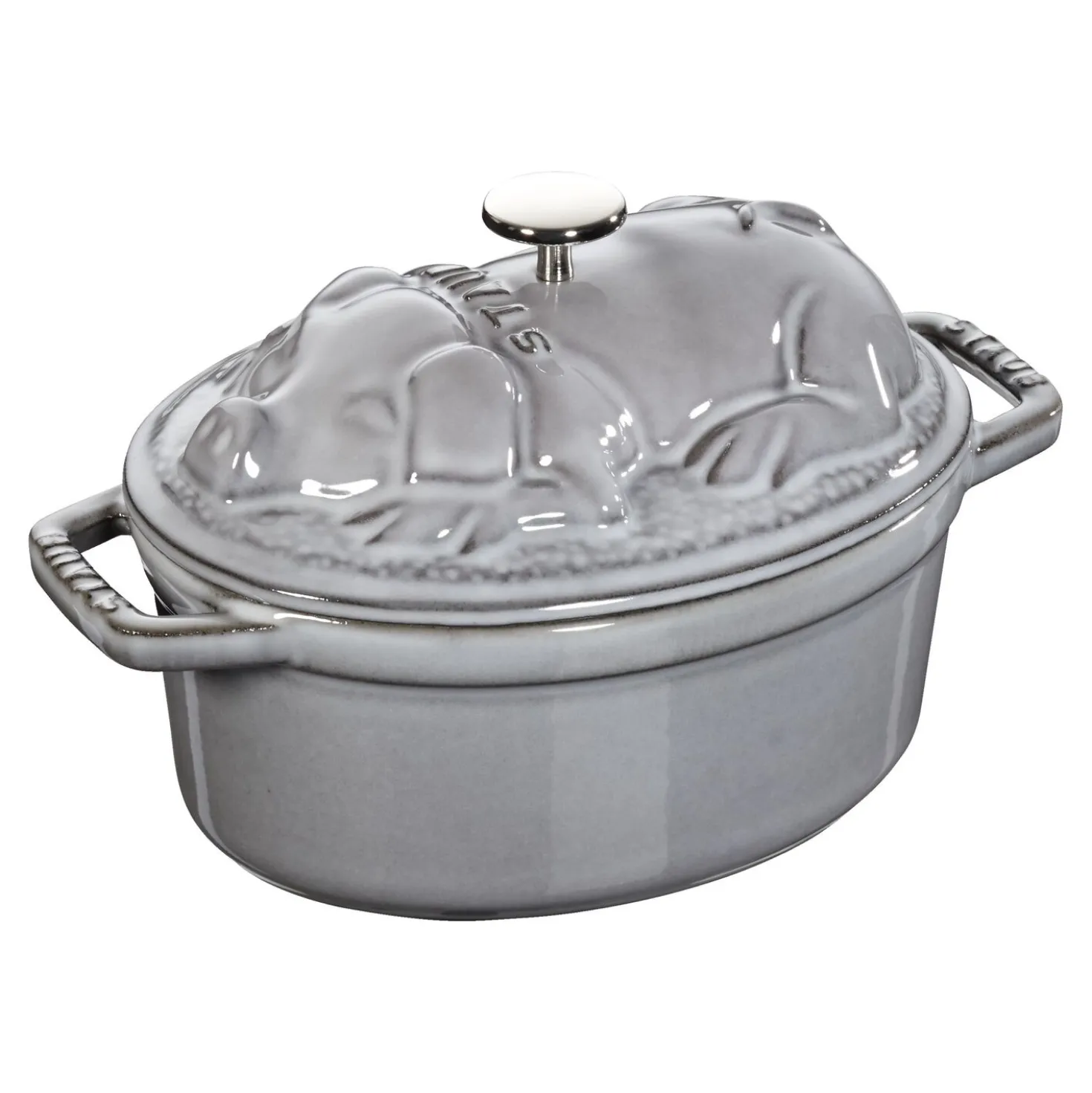 1.1 qt, Oval, Pig Dutch Oven, Graphite Grey