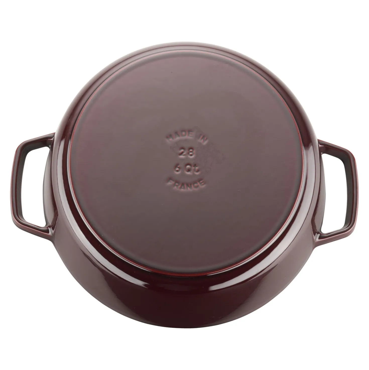 6 qt, Pig, Cochon Shallow Wide Round Dutch Oven, Grenadine