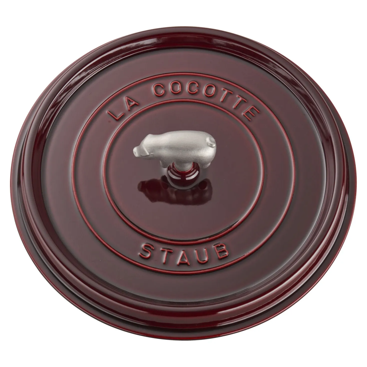 6 qt, Pig, Cochon Shallow Wide Round Dutch Oven, Grenadine