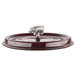 6 qt, Pig, Cochon Shallow Wide Round Dutch Oven, Grenadine
