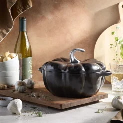 3.5 qt, Pumpkin, Dutch Oven With Stainless Steel Knob, Black Matte