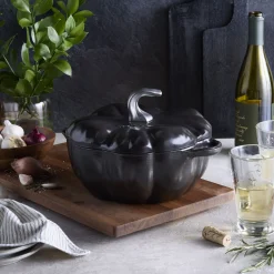 3.5 qt, Pumpkin, Dutch Oven With Stainless Steel Knob, Black Matte