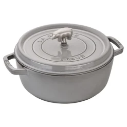 6 qt, Round, Cochon Shallow Wide Round Dutch Oven, Graphite Grey