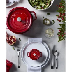 7 qt, Round, Cocotte, Cherry - Factory Second