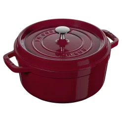 4 qt, Round, Cocotte, Cranberry - Factory Second