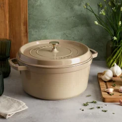 7 qt, Round, Cocotte, Sesame - Factory Second