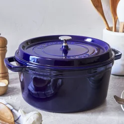 7 qt, Round, Dutch Oven, Dark Blue