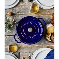7 qt, Round, Dutch Oven, Dark Blue