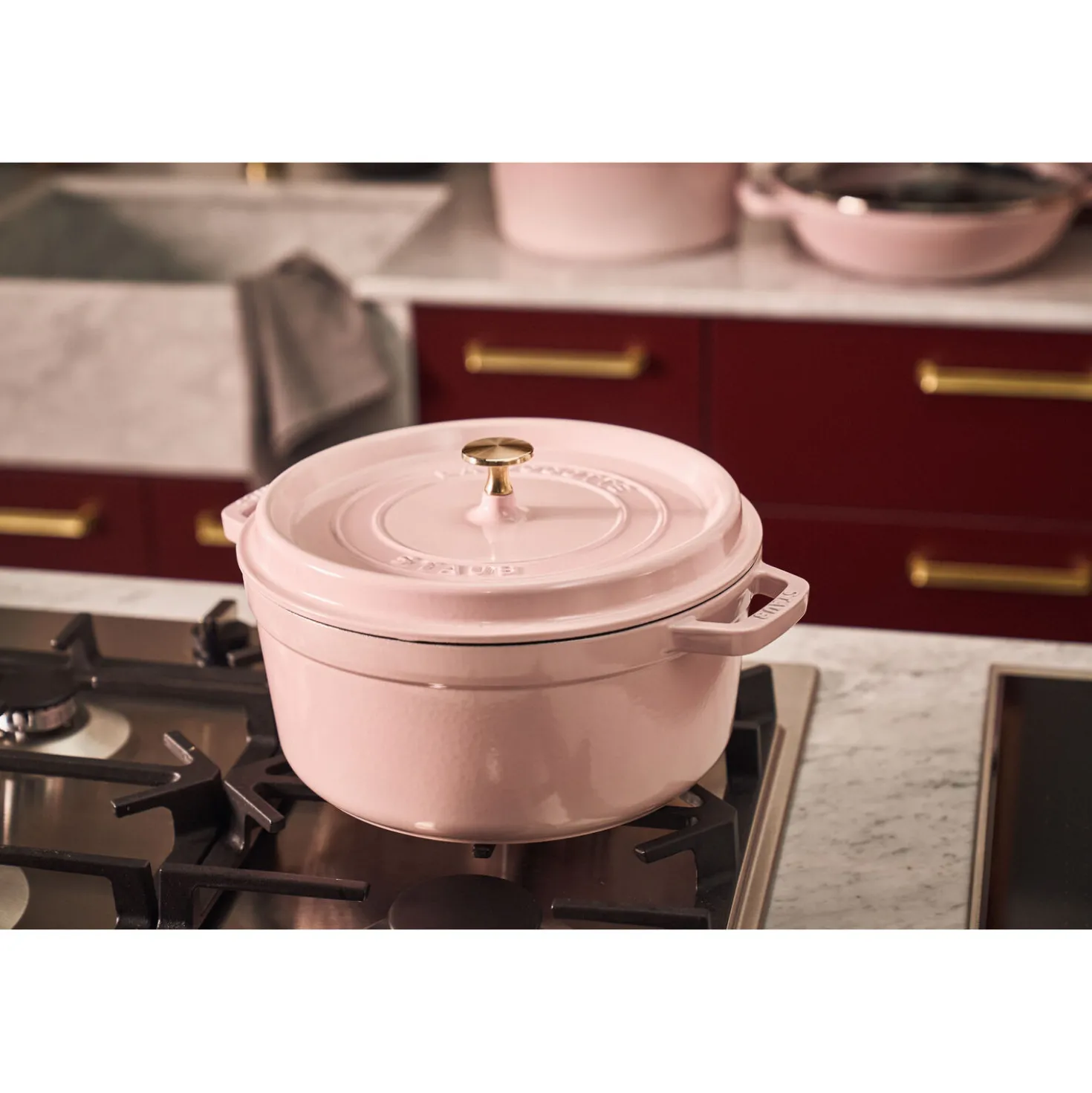 4 qt, Round, Dutch Oven, Pink Peony