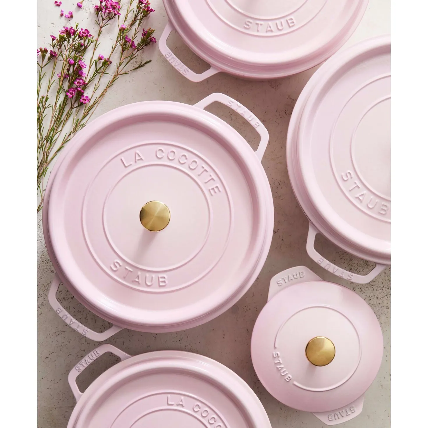 5.5 qt, Round, Dutch Oven, Pink Peony