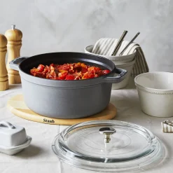 4 qt, Round, Glass Lid Dutch Oven, Graphite Grey