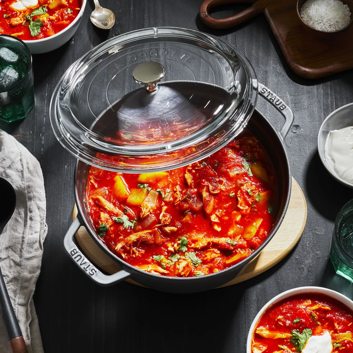 4 qt, Round, Glass Lid Dutch Oven, Graphite Grey
