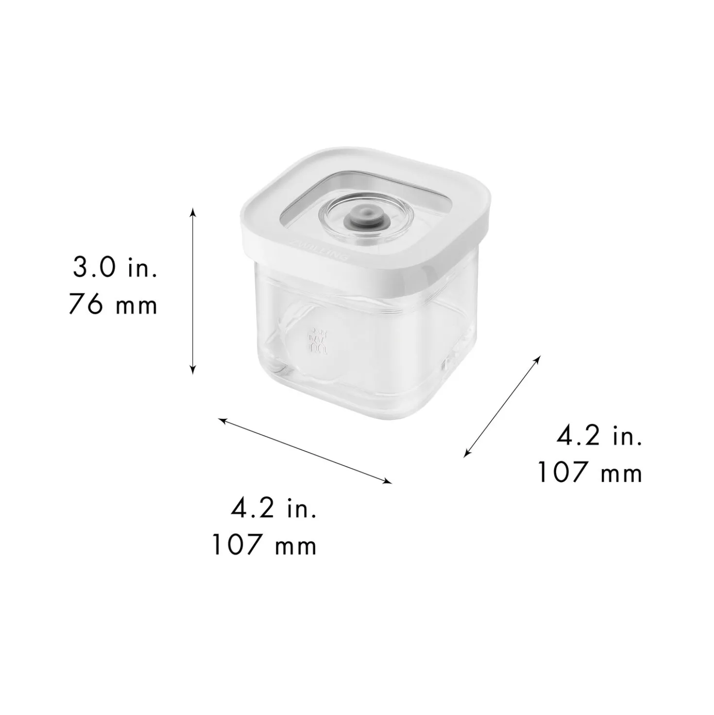 CUBE Container S / 11 cm, 0.35 Qt, Transparent-white
