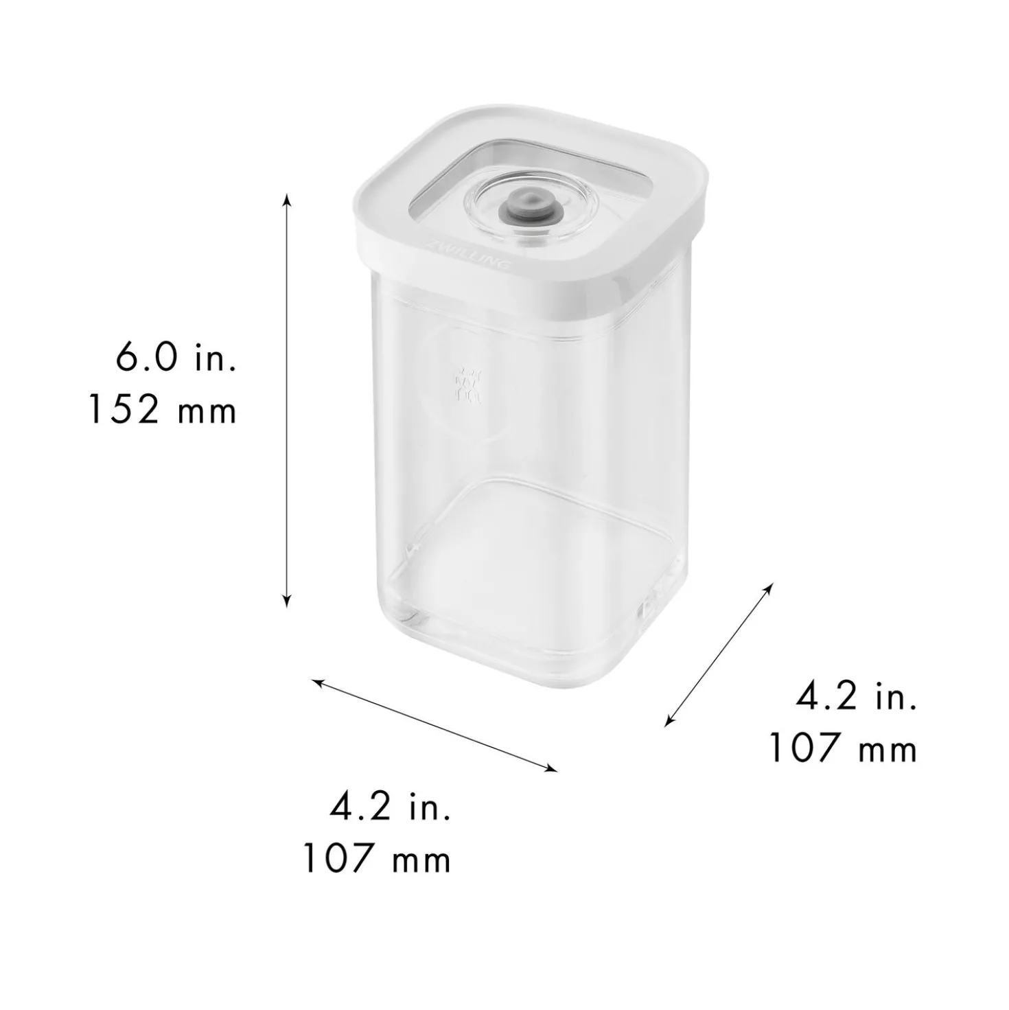 CUBE Container 2S / 11 cm, 0.875 Qt, Transparent-white