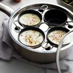 Egg poacher 18 cm, 18/10 Stainless Steel, silver