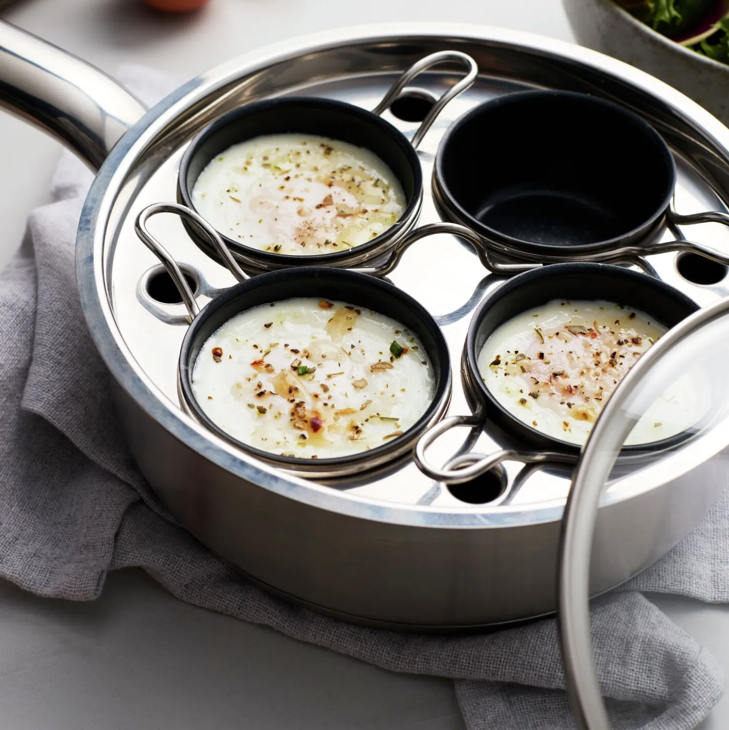 Egg poacher 18 cm, 18/10 Stainless Steel, silver