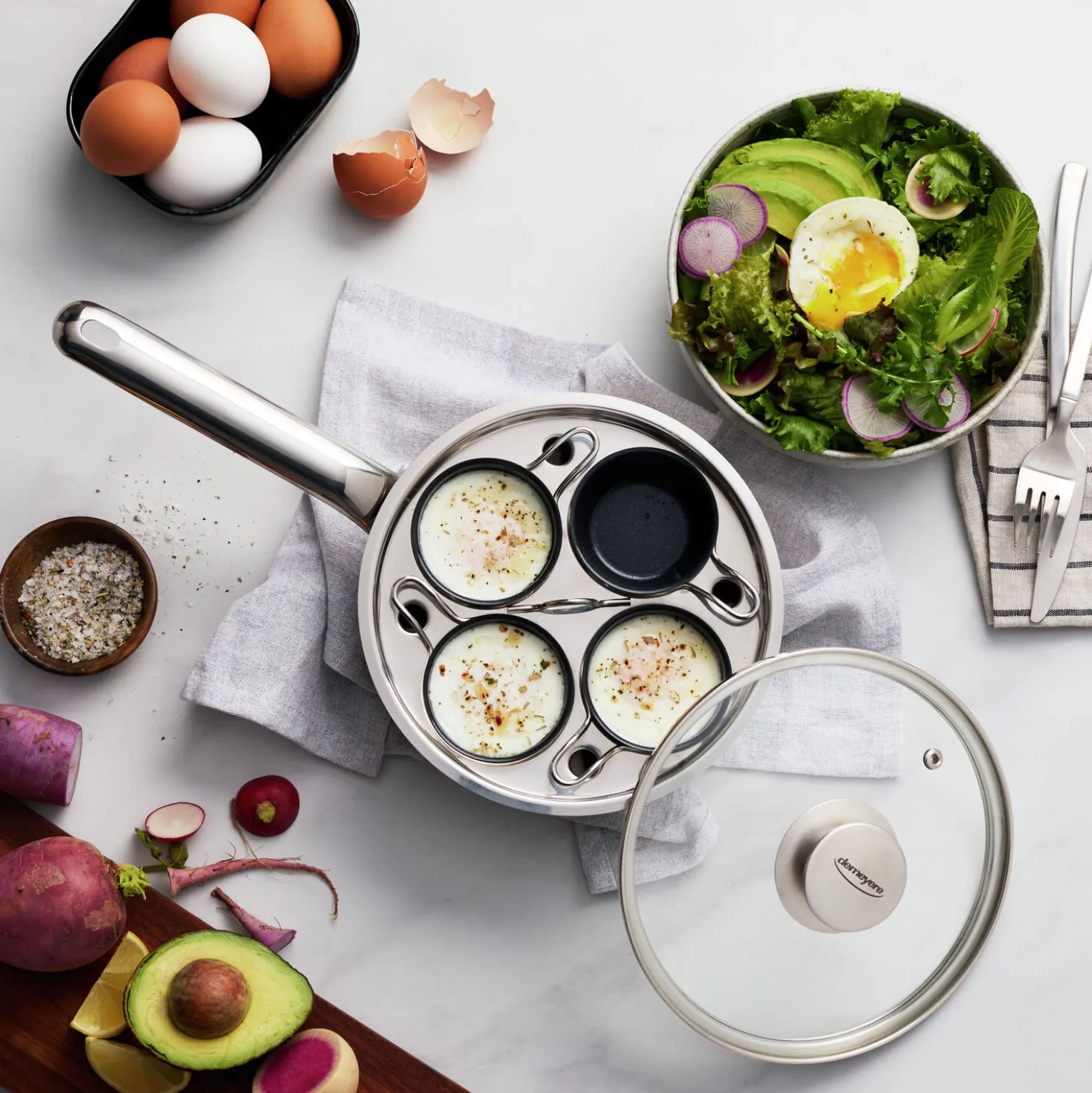 Egg poacher 18 cm, 18/10 Stainless Steel, silver