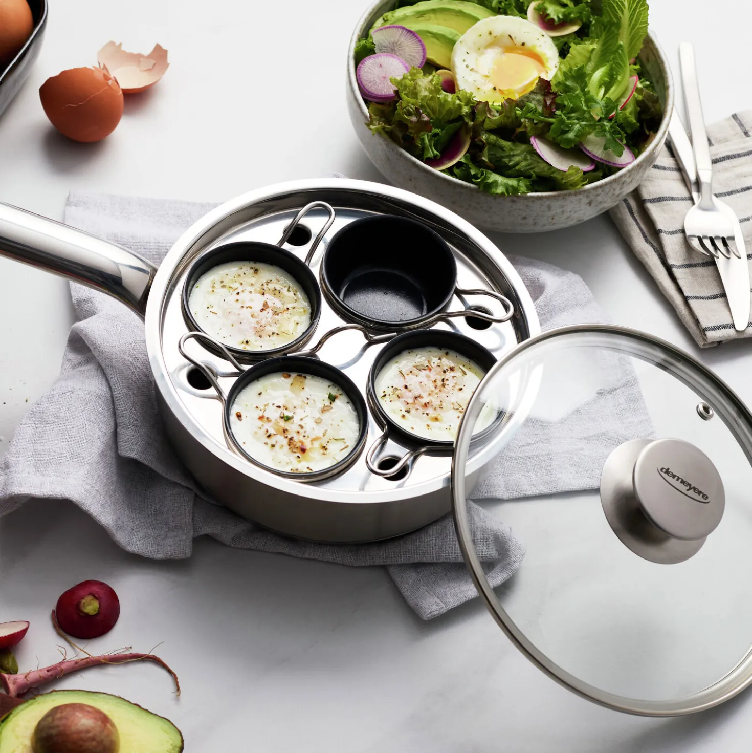 Egg poacher 18 cm, 18/10 Stainless Steel, silver
