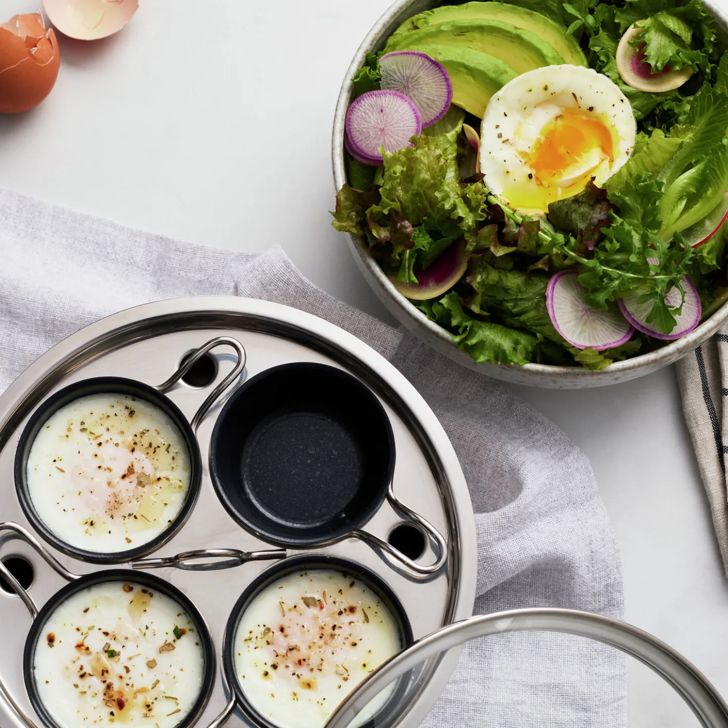 Egg poacher 18 cm, 18/10 Stainless Steel, silver