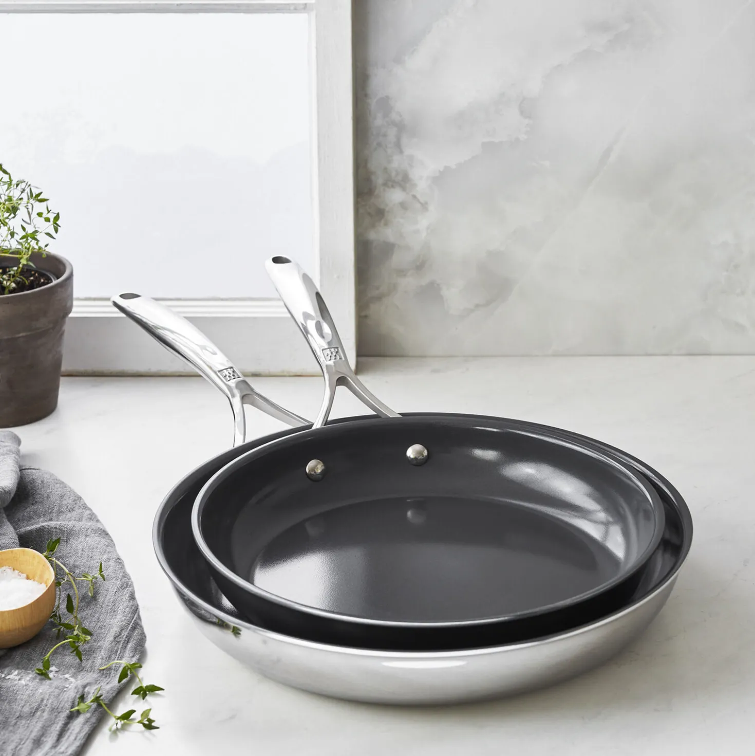 Frying pan set, 2-pc, Non-stick, Ceramic coating