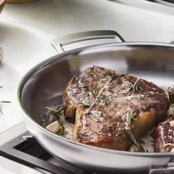 12.5-inch, 18/10 Stainless Steel, Fry Pan With Helper Handle