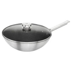 12-inch, 18/10 Stainless Steel, Nonstick Wok With Lid