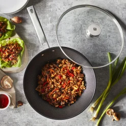 12-inch, 18/10 Stainless Steel, Nonstick Wok With Lid