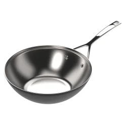 12-inch, 18/10 Stainless Steel, Wok, Silver-black