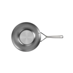 12-inch, 18/10 Stainless Steel, Wok, Silver-black