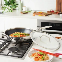 12-inch, 18/10 Stainless Steel, Wok With Lid, Silver