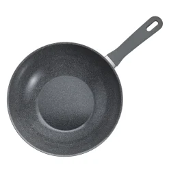 11-inch, Aluminum, Ceramic Nonstick Wok With Lid, Grey