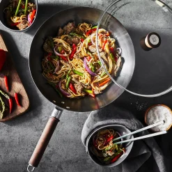 12-inch, Carbon Steel, Wok With Lid, Black Matte
