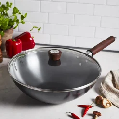 12-inch, Carbon Steel, Wok With Lid, Black Matte