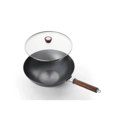 12-inch, Carbon Steel, Wok With Lid, Black Matte