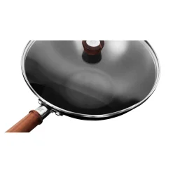 12-inch, Carbon Steel, Wok With Lid, Black Matte